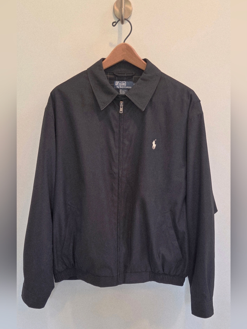 Polo by Ralph Lauren Black Bi-Swing Harrington Zip Windbreaker